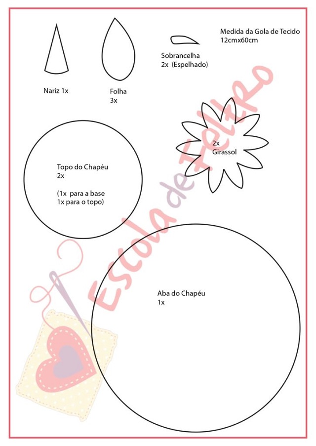 aulas moldes gratuitos feltro